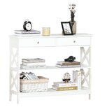 Wandtafel met 2 lades - Haltafel - Halmeubel - Meubels - Opbergkast - Kast - Wit - 100L x 31B x 80H cm Wandtafel met 2 lades - Haltafel - Halmeubel - Meubels - Opbergkast - Kast - Wit - 100L x 31B x 80H cm