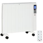 Elektrische verwarming met wielen - Radiator -  2 verwarmingsniveaus - Wandmontage mogelijk - Stille werking - 5-35° C - Wit - 75 x 7.5 x 58.5cm