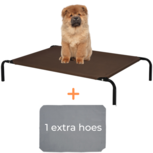 Hondenbed - Hondenstretcher - Honden ligbed - Inclusief 2 overtrekhoezen - XL - 110x68cm - Grijs en Koffie Hondenbed - Hondenstretcher - Honden ligbed - Inclusief 2 overtrekhoezen - XL - 110x68cm - Grijs en Koffie
