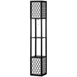 Vloerlamp met 2 schappen - Staande lamp - Stalamp - Modern - Met opbergruimte - Zwart - 26 cm x 26 cm x 156 cm Vloerlamp met 2 schappen - Staande lamp - Stalamp - Modern - Met opbergruimte - Zwart - 26 cm x 26 cm x 156 cm