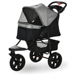 Hondenbuggy opvouwbaar - Hondenkar - Grijs+Zwart 109,5 x 57,5 x 106,5 cm Hondenbuggy opvouwbaar - Hondenkar - Grijs+Zwart 109,5 x 57,5 x 106,5 cm