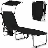 Zenzee Ligbed – Zonnebed – Ligstoel - Met zonnedak – Tot 150 Kg - Zwart – 193 x 56 cm Zenzee Ligbed – Zonnebed – Ligstoel - Met zonnedak – Tot 150 Kg - Zwart – 193 x 56 cm