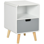Nachtkastje - Scandinavisch design - Grote lade - Waterbestendige lak - Wit - 40 x 38 x 58 cm Nachtkastje - Scandinavisch design - Grote lade - Waterbestendige lak - Wit - 40 x 38 x 58 cm