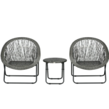 Tuinset - Opvouwbaar - Tuintafel - Tuinstoelen - Balkonset - Grijs 3 delig Tuinset - Opvouwbaar - Tuintafel - Tuinstoelen - Balkonset - Grijs 3 delig