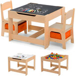 Kindertafel met stoeltjes – Kindertafel – Speeltafel – Met opbergruimte – Krijtbord/Whiteboard - 3 tot 7 jaar – Hout