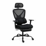 Ergonomische Bureaustoel met Voetensteun - Verstelbare Hoofdsteun en Lendensteun - Office Chair met Wielen - Bureaustoelen voor Volwassenen tot 120kg  - Zwart 